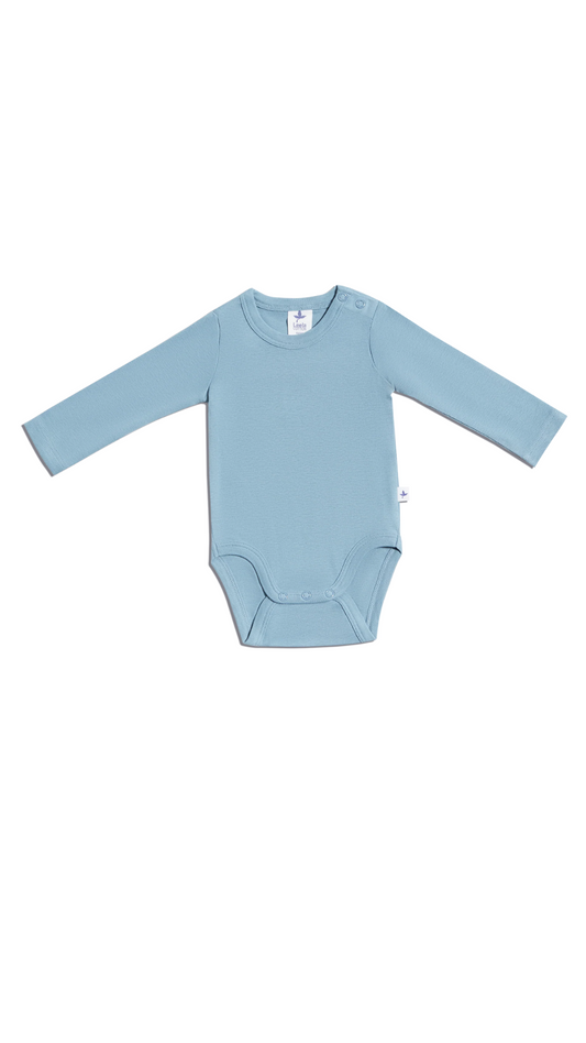 Baby Langarmbody Bio-Baumwolle Taubenblau – Leela Cotton | Fair und nachhaltig