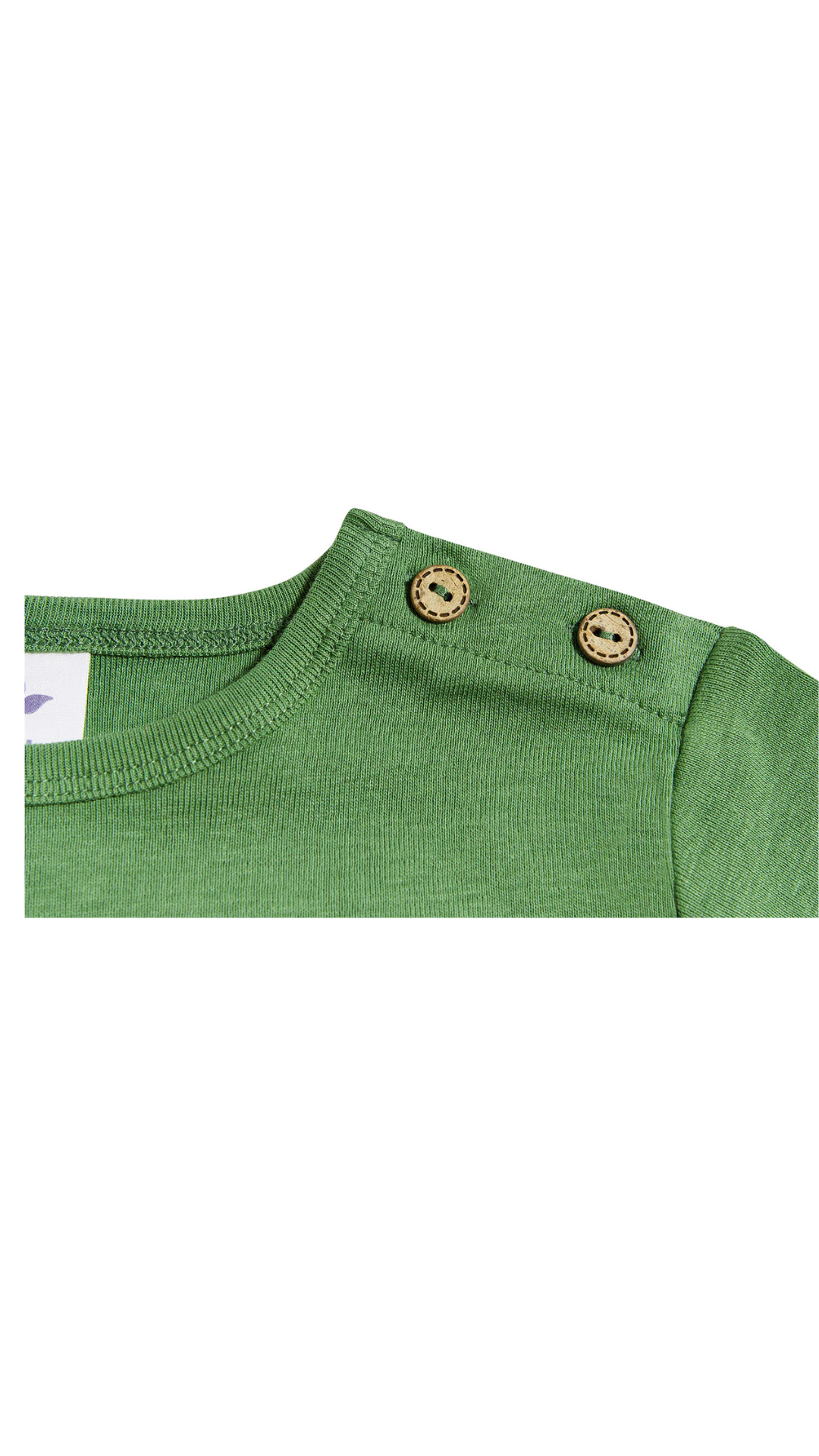Langarmshirt für Kinder l Bio Baumwolle – Leela Cotton | Atmungsaktiv, nachhaltig & mit Holzknöpfen l Waldgrün