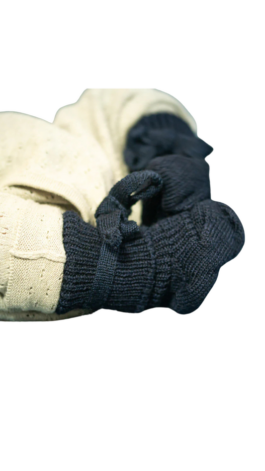 Bio Babysocken Schurwolle – Hirsch Natur | Für Frühchen & Neugeborene, ohne Schadstoffe l Marine