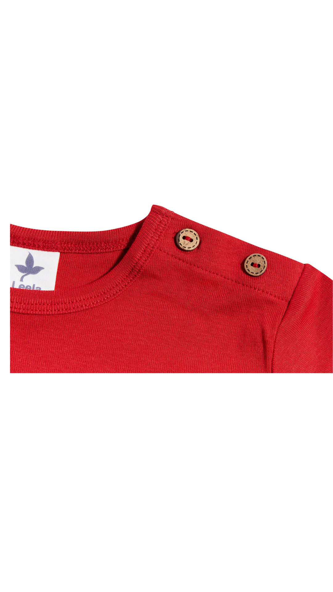 Langarmshirt für Kinder l Bio Baumwolle – Leela Cotton | Atmungsaktiv, nachhaltig & mit Holzknöpfen l Ziegelrot