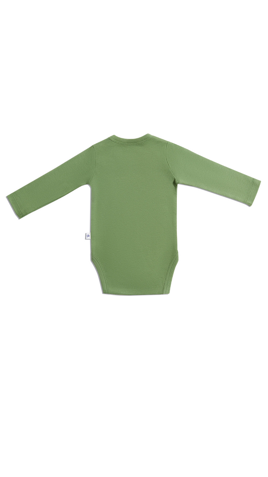 Baby Langarmbody Bio-Baumwolle Waldgrün – Leela Cotton | Fair und nachhaltig