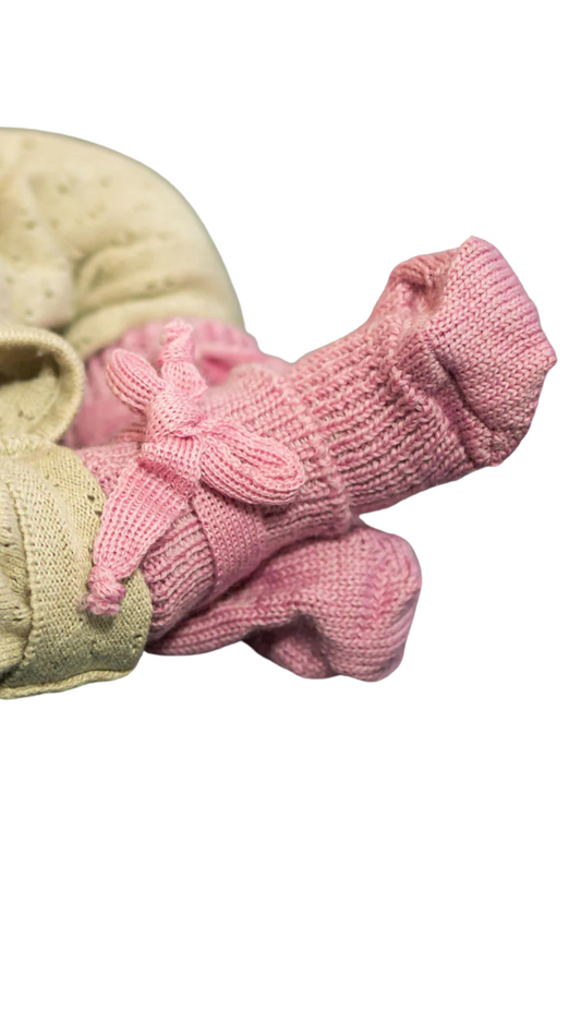 Bio Babysocken Schurwolle – Hirsch Natur | Für Frühchen & Neugeborene, ohne Schadstoffe l Rosa
