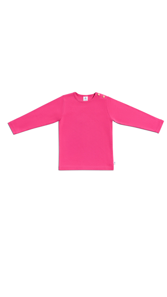 Langarmshirt für Kinder l Bio Baumwolle – Leela Cotton | Atmungsaktiv, nachhaltig & mit Holzknöpfen l Pink