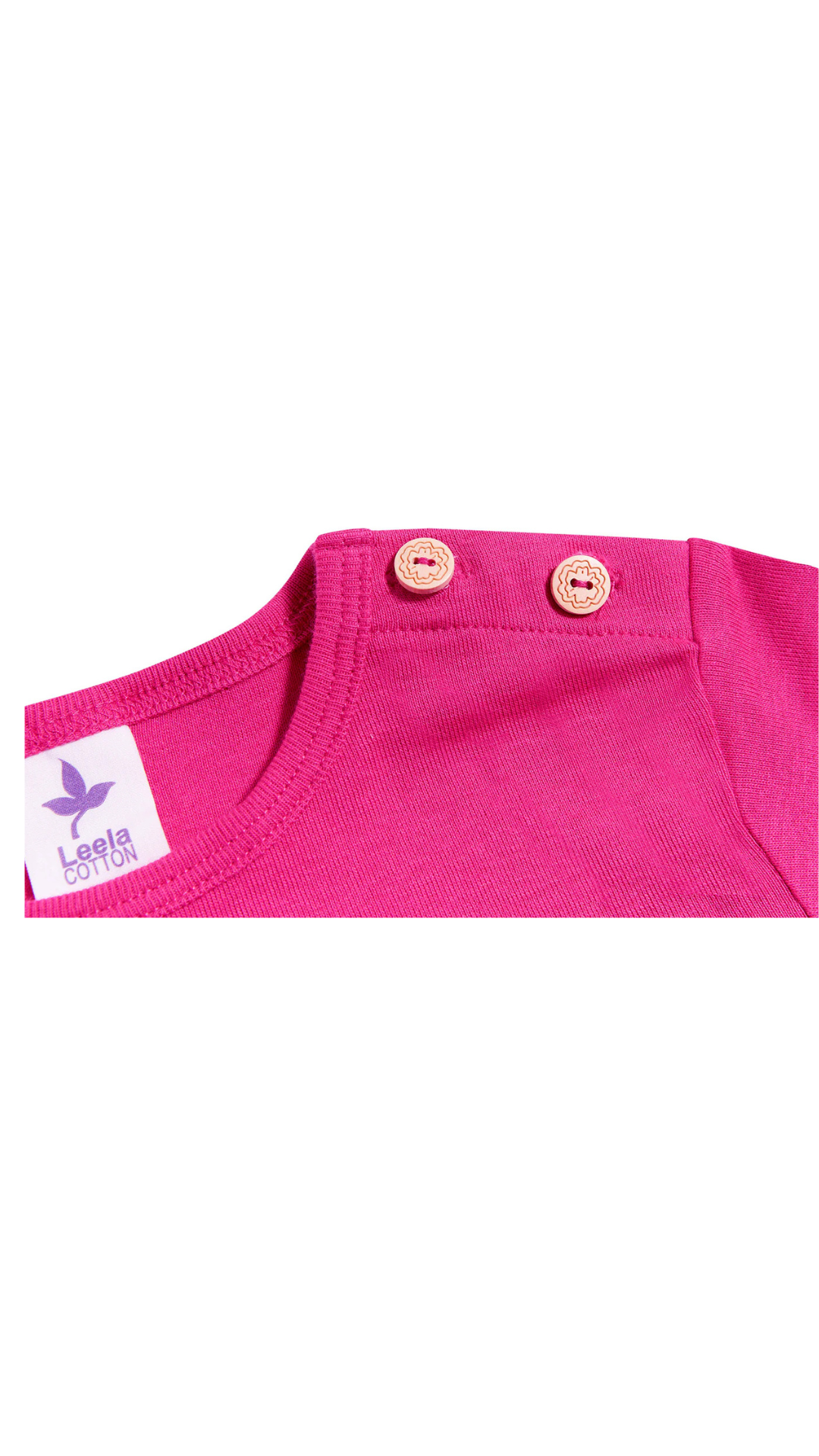 Langarmshirt für Kinder l Bio Baumwolle – Leela Cotton | Atmungsaktiv, nachhaltig & mit Holzknöpfen l Pink