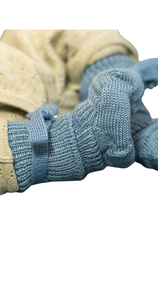 Bio Babysocken Schurwolle – Hirsch Natur | Für Frühchen & Neugeborene, ohne Schadstoffe l Hellblau
