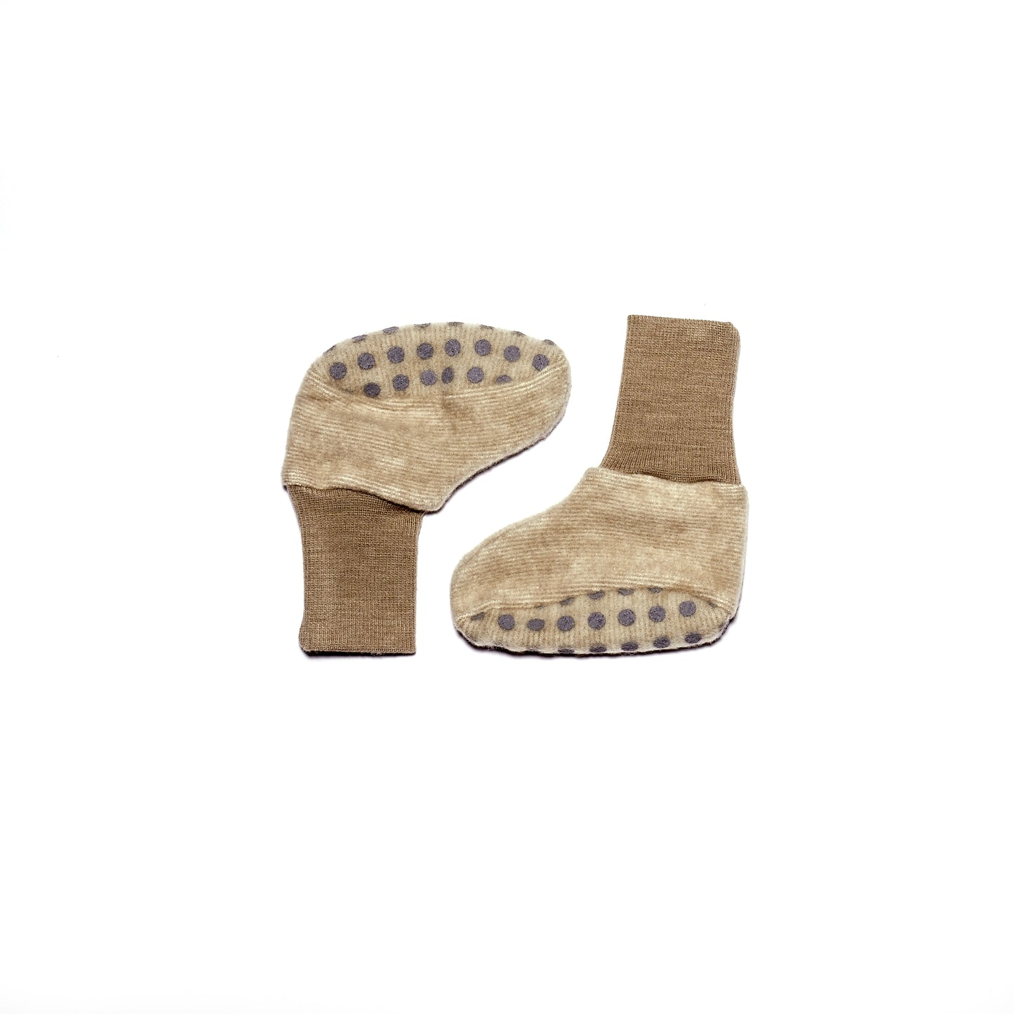 Cosilana Baby-Schühchen 48910 aus Wollfleece l Wolle Baumwolle I 100 Lattemacciato- Melange