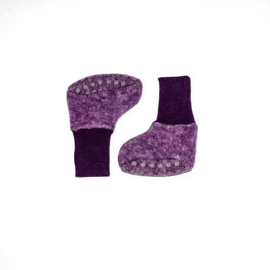 Cosilana Baby-Schühchen 48910 aus Wollfleece l Wolle Baumwolle I 113 Pflaume- Melange