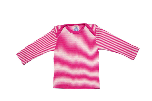 Cosilana Baby Schlupfhemd 71033 l Wolle Seide l 130 Pink- Natur- Ringel