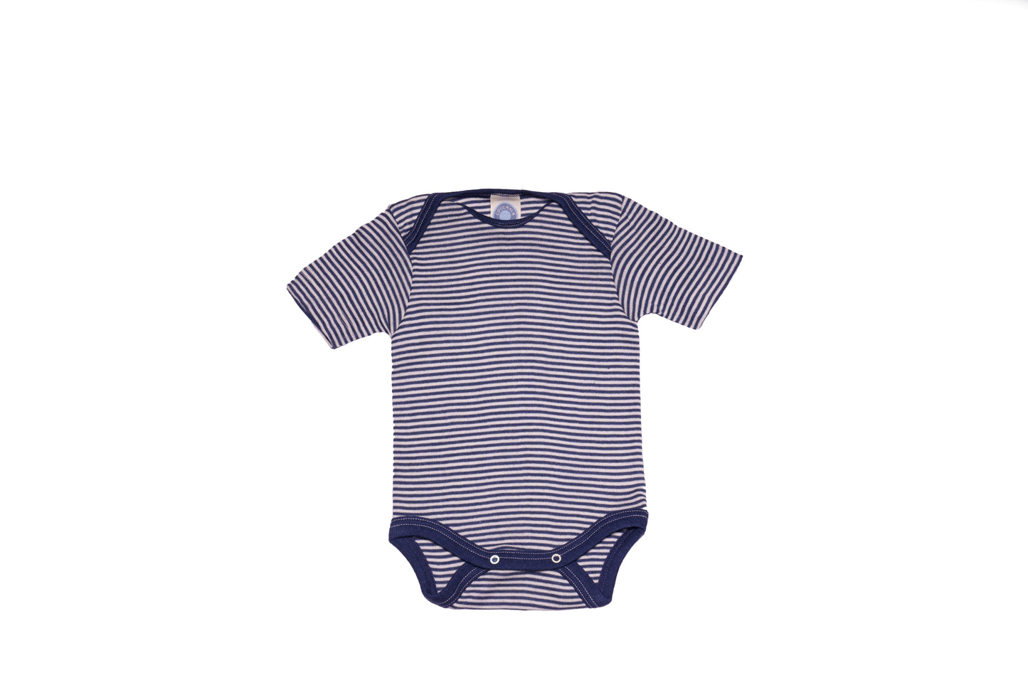 Cosilana Baby Body 71052 l Wolle Seide l 128 Marine-Natur- Ringel