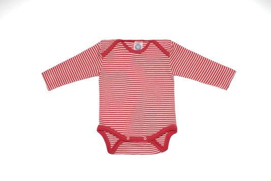 Cosilana Baby Body 71053 l Wolle Seide l 124 Rot-Natur- Ringel