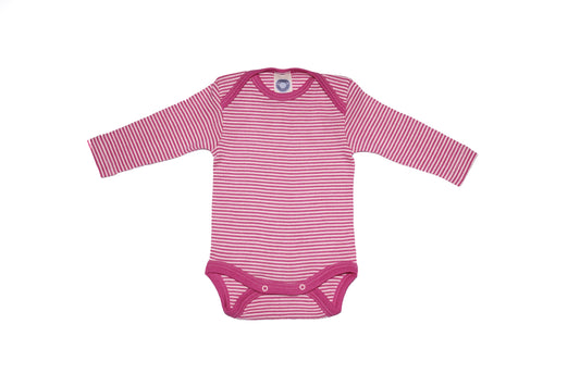 Cosilana Baby Body 71053 l Wolle Seide l 130 Pink- Natur- Ringel