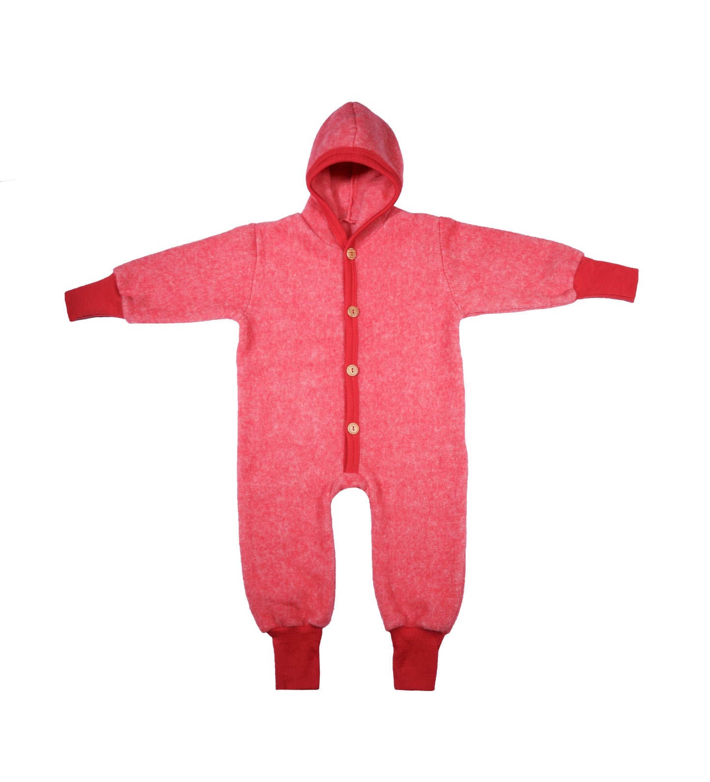 Cosilana Wollfleece-Overall 48928 l Mitwachsend l Wolle Baumwolle I 104 Rot- Melange