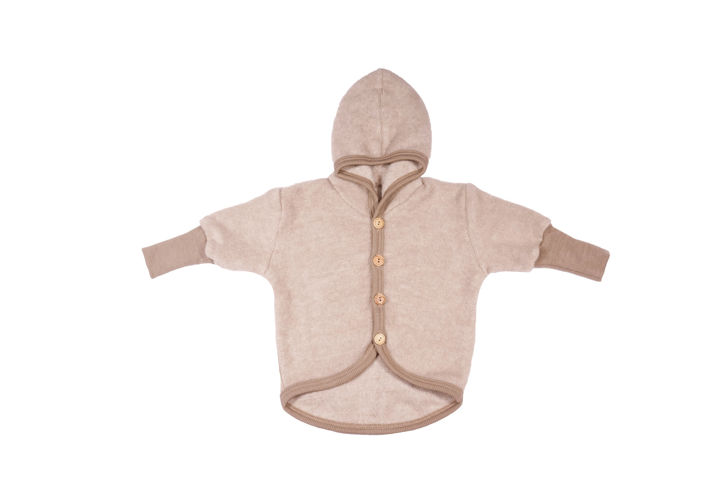 Cosilana Wollfleece Jacke 48930 mit Kapuze – Bio Schurwolle Baumwolle l 100 Lattemacciato