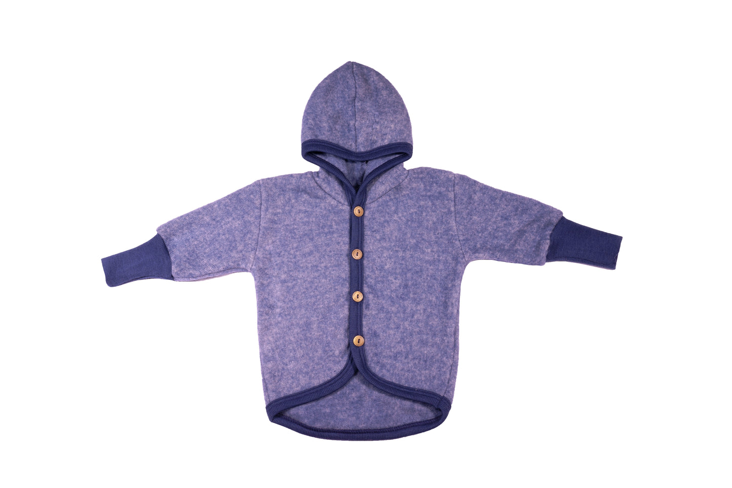 Cosilana Wollfleece Jacke 48930 mit Kapuze – Bio Schurwolle Baumwolle l 108 Marine- Melange