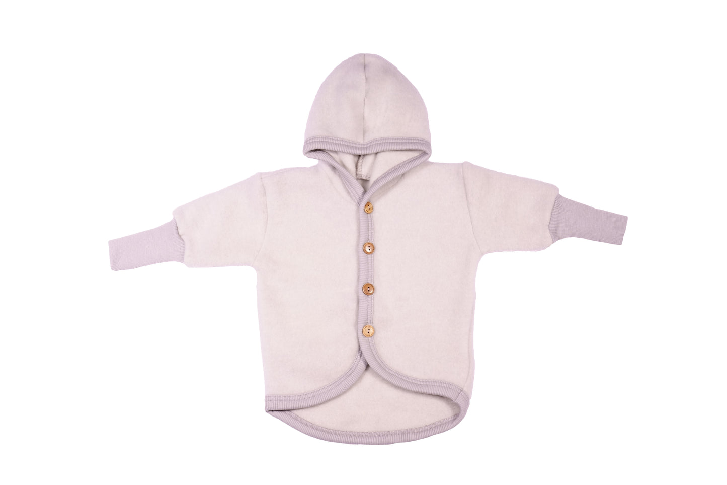 Cosilana Wollfleece Jacke 48930 mit Kapuze – Bio Schurwolle Baumwolle l 140 Grau- Melange