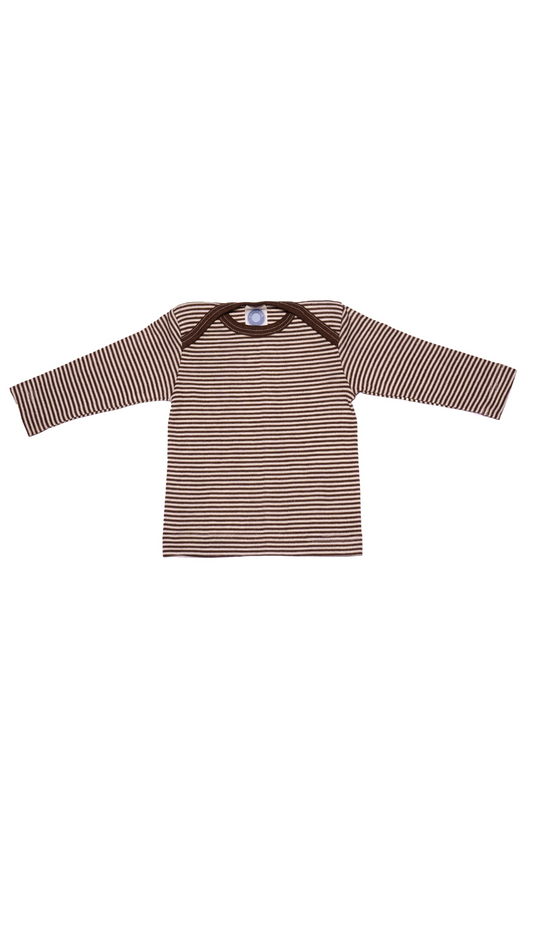Cosilana Baby Schlupfhemd 71033 l Wolle Seide l 125 Braun- Natur- Ringel