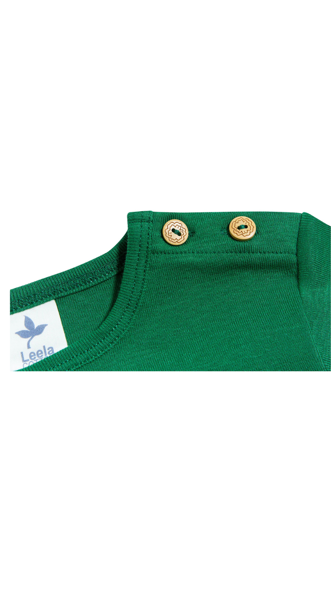Langarmshirt für Kinder l Bio Baumwolle – Leela Cotton | Atmungsaktiv, nachhaltig & mit Holzknöpfen l Moosgrün