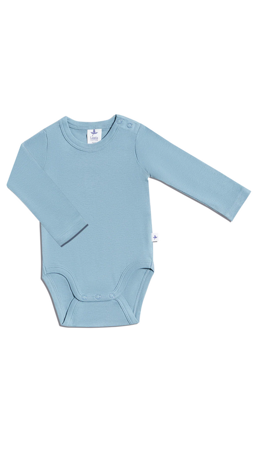 Baby Langarmbody Bio-Baumwolle Taubenblau – Leela Cotton | Fair und nachhaltig