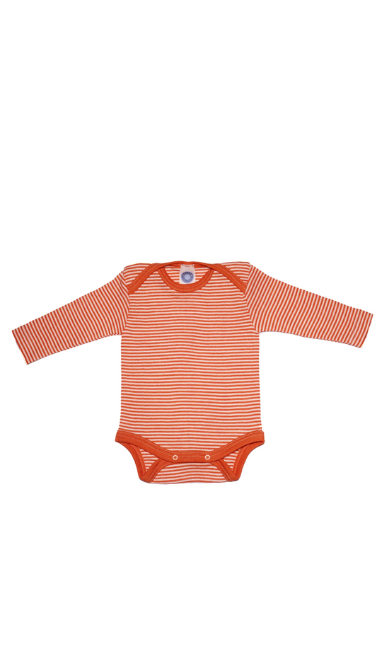 Cosilana Baby Body 71053  l Wolle Seide l 129 Safran- Natur- Ringel
