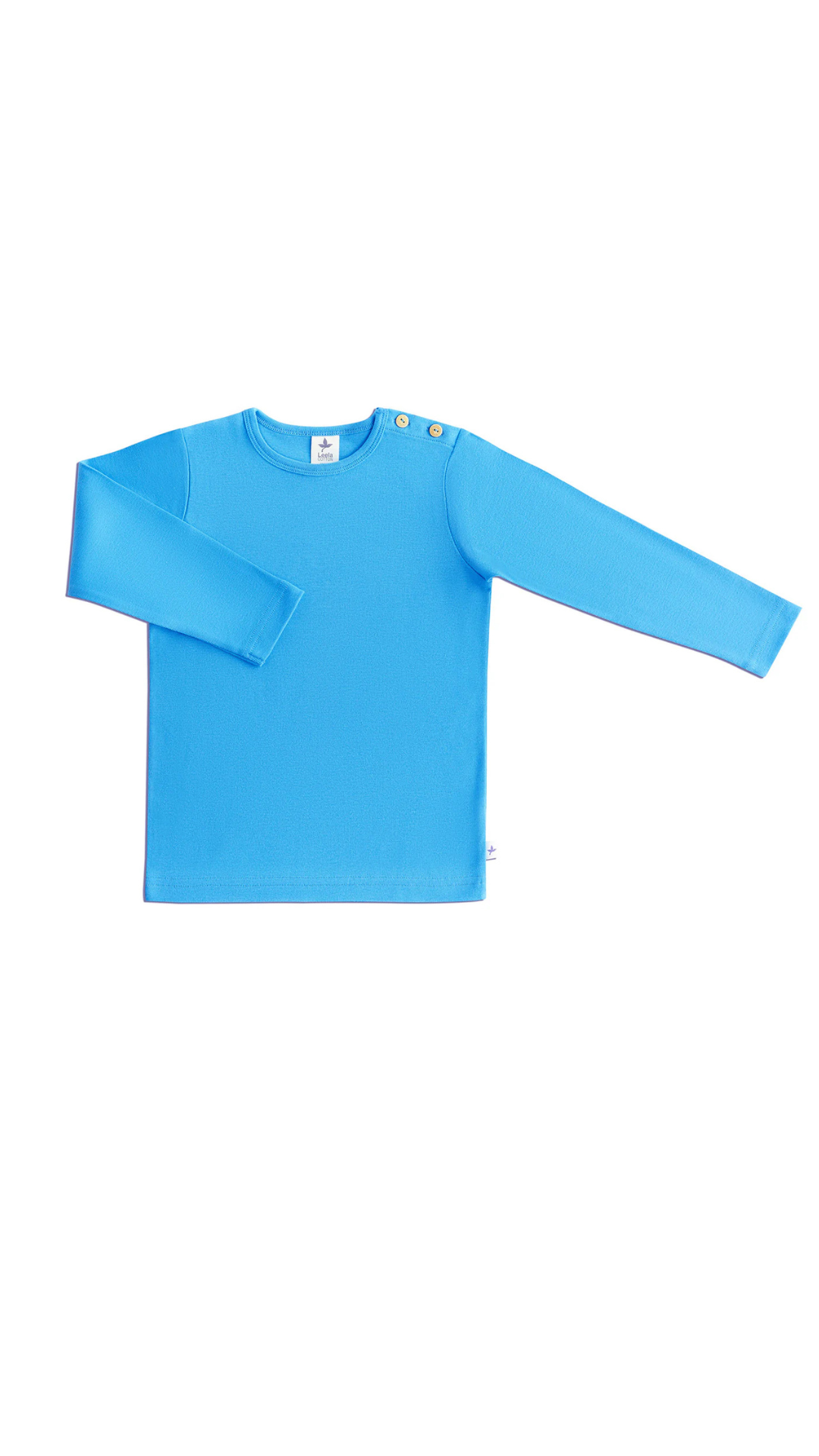 Langarmshirt für Kinder l Bio Baumwolle – Leela Cotton | Atmungsaktiv, nachhaltig & mit Holzknöpfen l Nordischblau