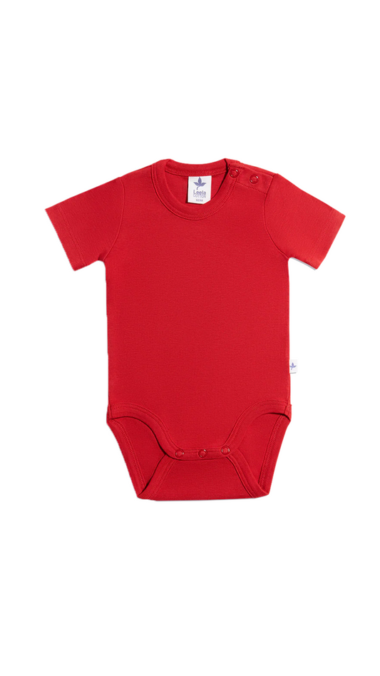 Baby Kurzarmbody aus Bio-Baumwolle l  Leela Cotton –  natürlich für zarte Babyhaut l Ziegelrot