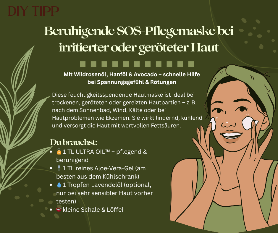Beruhigende pflegende Pflanzenölmischung mit Hanföl, Wildrosenöl Avocadoöl | 50 ml vegane Naturkosmetik bei gereizter trockener Haut
