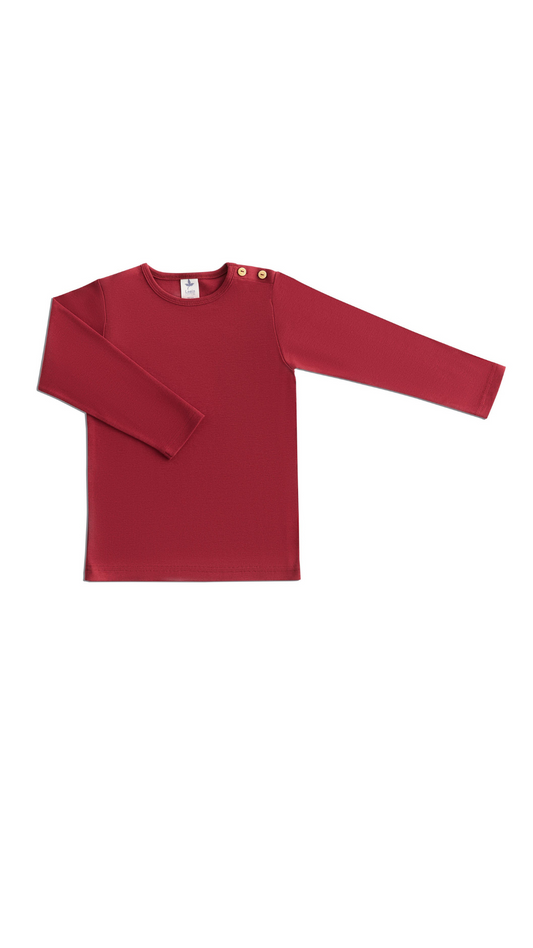 Langarmshirt für Kinder l Bio Baumwolle – Leela Cotton | Atmungsaktiv, nachhaltig & mit Holzknöpfen l Rosarot