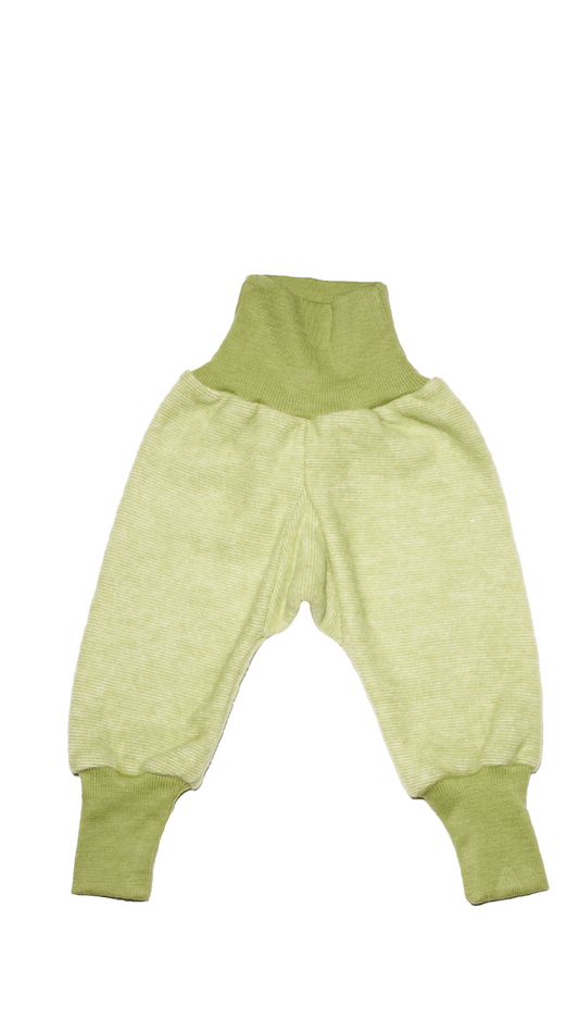 Cosilana Baby Hose aus Wollfleece 48925 l  mitwachsende Wohlfühlhose l Wolle Baumwolle I 111 Lindgrün-Melange