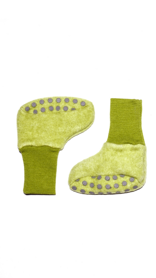 Cosilana Baby-Schühchen 48910 aus Wollfleece l  Wolle Baumwolle I 111 Lindgrün- Melange