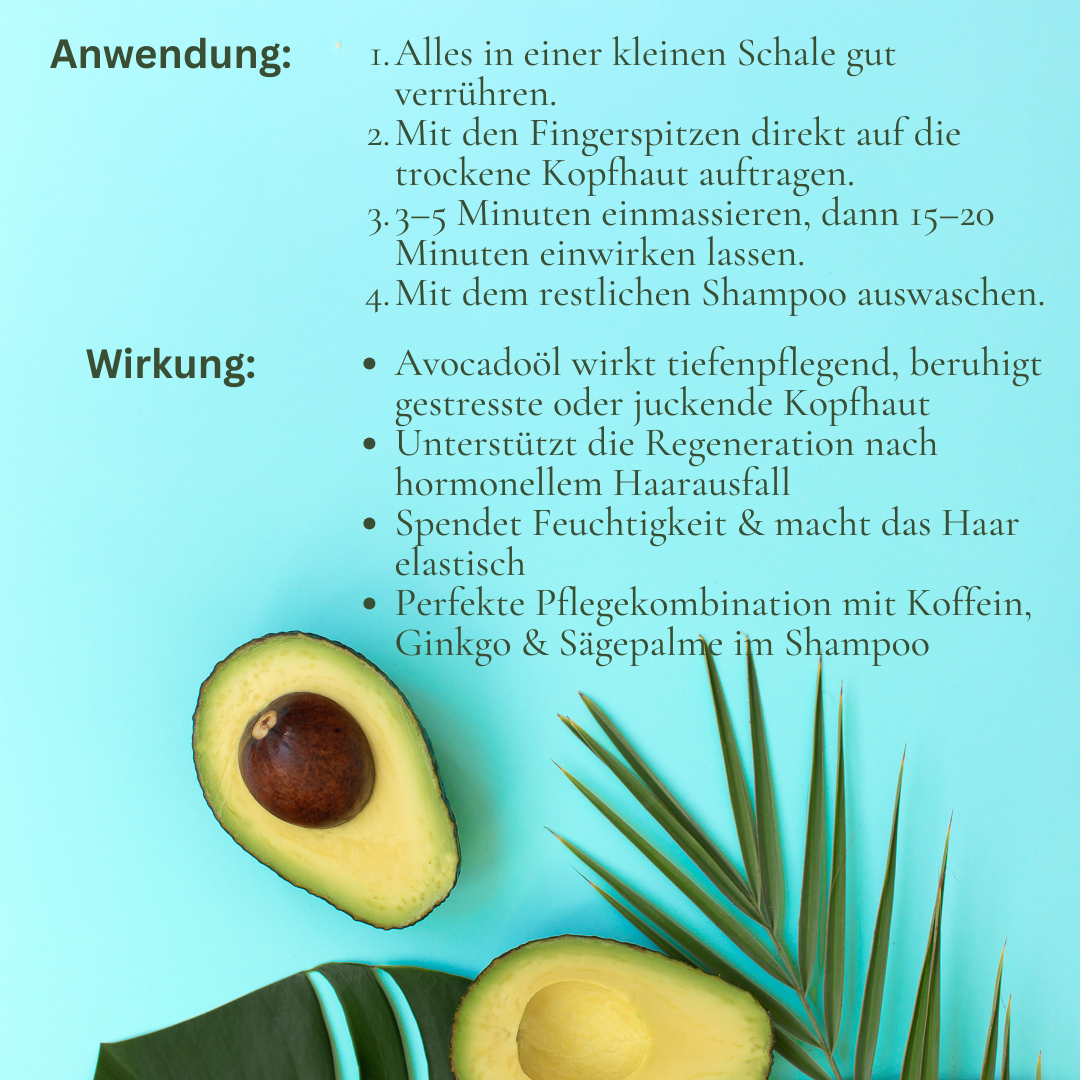 Reines Avocadoöl – 100 % natürliches Pflegeöl für trockene Haut, sensible Kopfhaut und brüchiges Haar