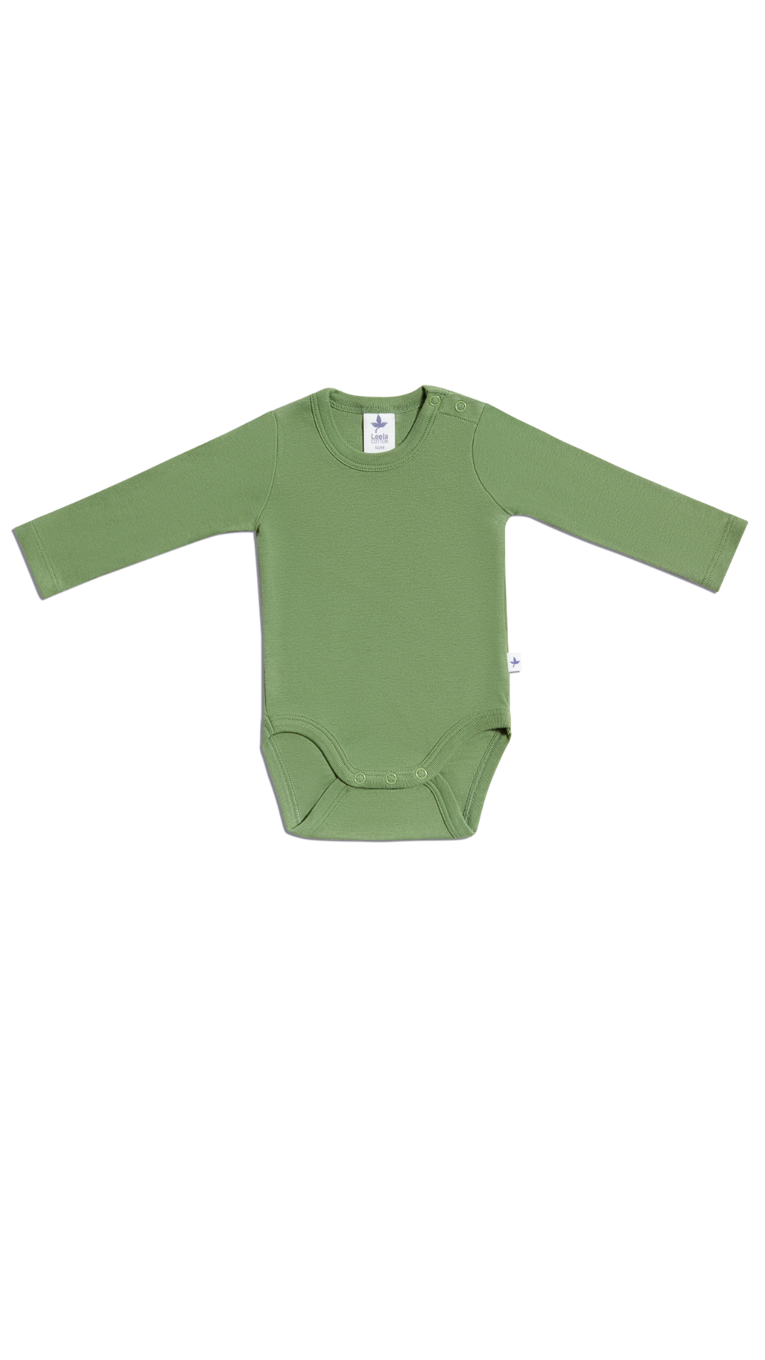 Baby Langarmbody Bio-Baumwolle Waldgrün – Leela Cotton | Fair und nachhaltig