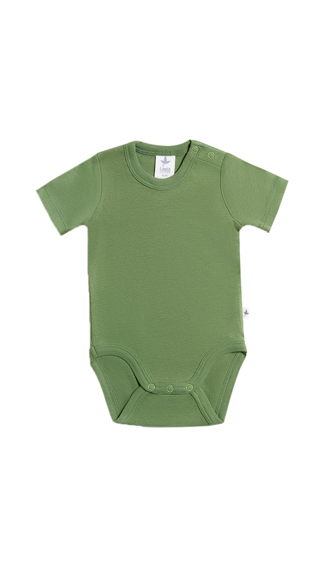 Baby Kurzarmbody aus Bio-Baumwolle l  Leela Cotton –  natürlich für zarte Babyhaut l Waldgrün