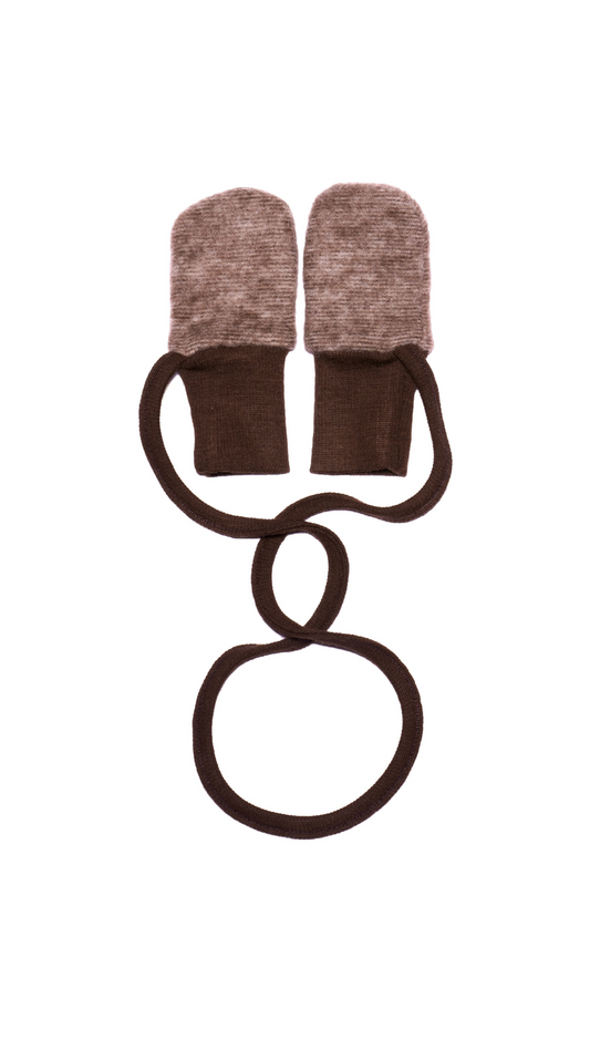 Cosilana Baby-Handschuhe 48911 l Wollfleece Baumwolle I 115 Braun- Melange