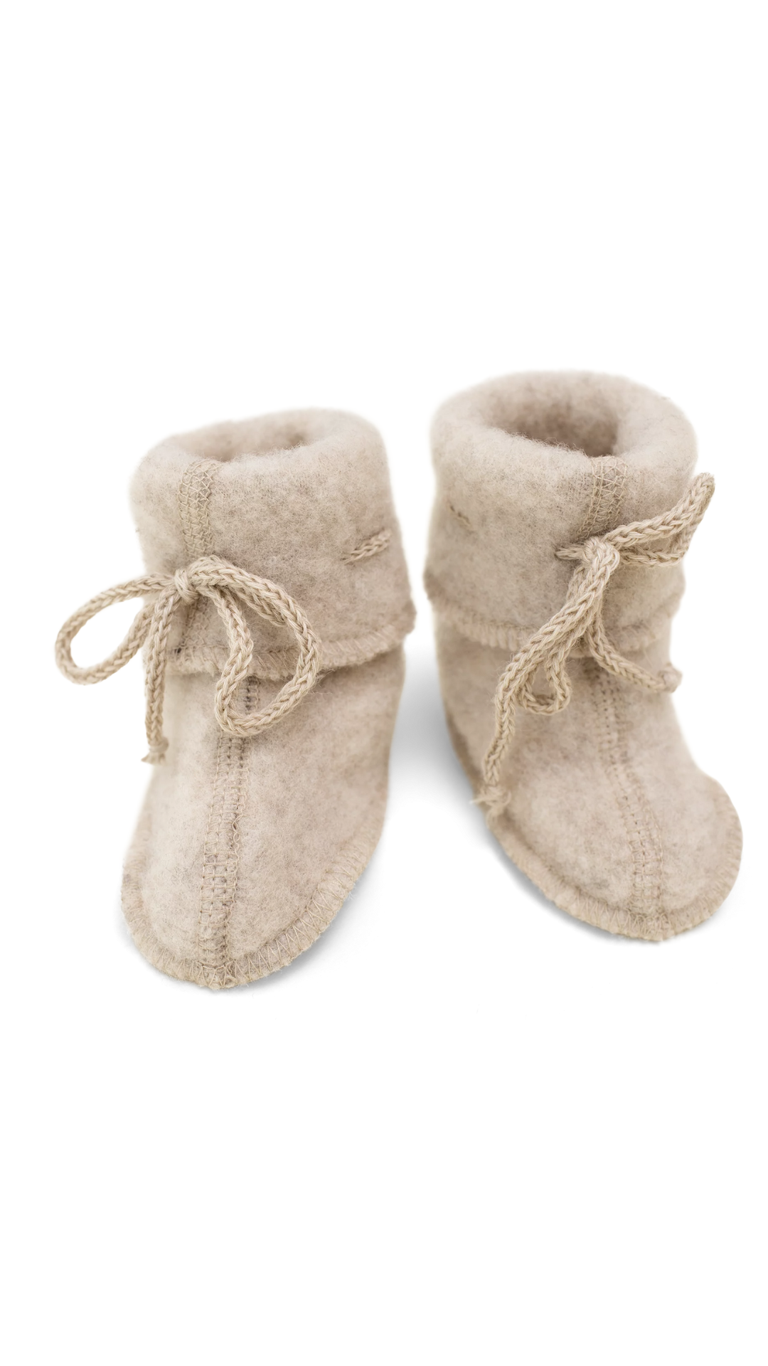 Engel Baby-Schühchen aus Bio-Merinoschurwolle mit Bändel – warm, rutschfest IVN BEST  l Sand melange