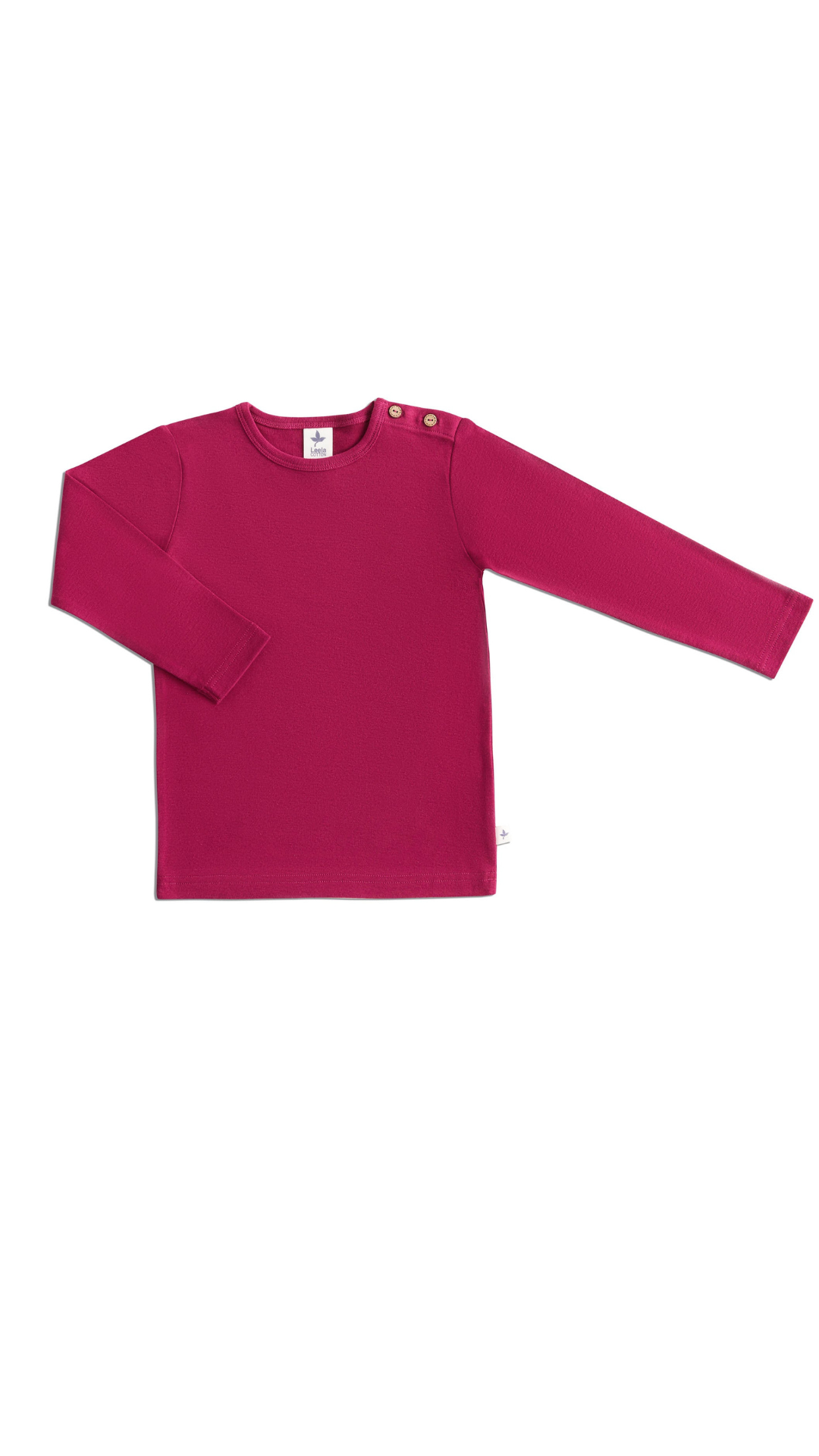 Langarmshirt für Kinder l Bio Baumwolle – Leela Cotton | Atmungsaktiv, nachhaltig & mit Holzknöpfen l Fuchsie