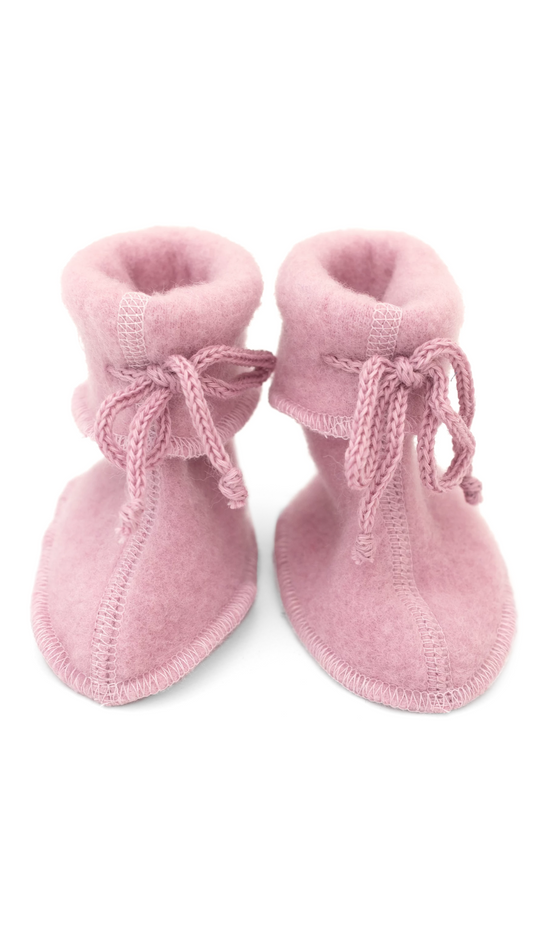 Engel Baby-Schühchen aus Bio-Merinoschurwolle mit Bändel – warm, rutschfest IVN BEST  l Rosenholz melange