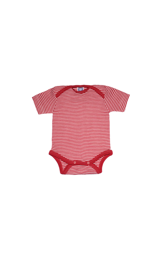 Cosilana Baby Body 71052  l Wolle Seide l 124 Rot-Natur- Ringel