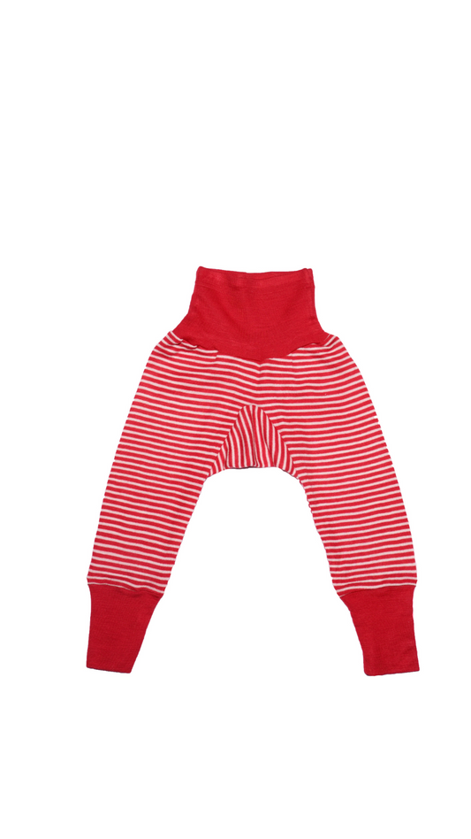 Cosilana Baby Hose 71016 l Wolle Seide l 124 Rot- Natur- Ringel