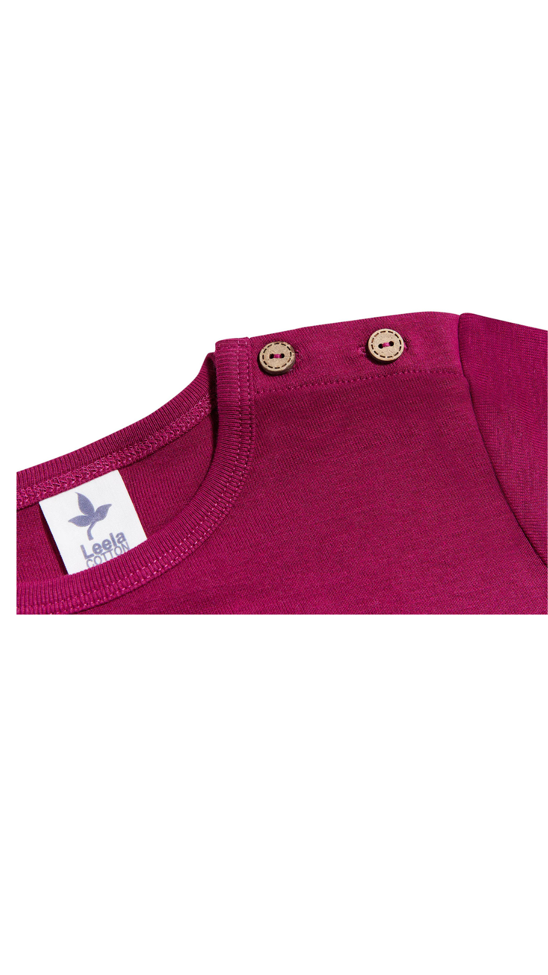 Langarmshirt für Kinder l Bio Baumwolle – Leela Cotton | Atmungsaktiv, nachhaltig & mit Holzknöpfen l Fuchsie