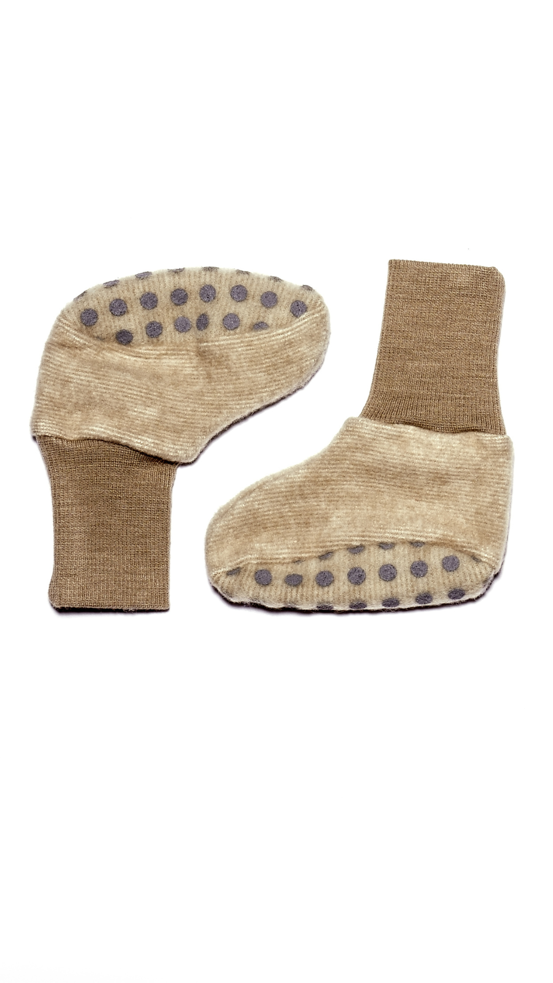 Cosilana Baby-Schühchen 48910 aus Wollfleece l  Wolle Baumwolle I 100 Lattemacciato- Melange