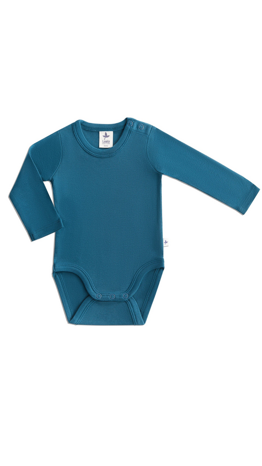 Baby Langarmbody Bio-Baumwolle Donaublau – Leela Cotton | Fair und nachhaltig