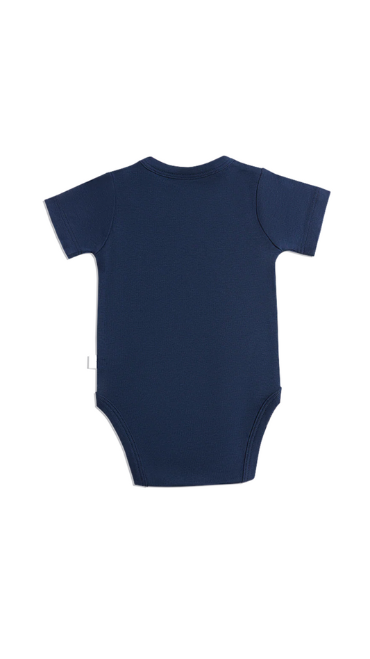 Baby Kurzarmbody aus Bio-Baumwolle l  Leela Cotton –  natürlich für zarte Babyhaut l Indigo