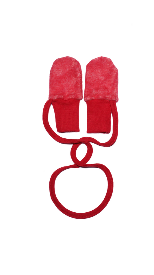 Cosilana Baby-Handschuhe 48911 l Wollfleece Baumwolle I 104 Rot- Melange