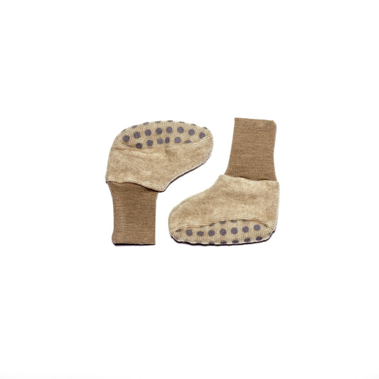Cosilana Baby-Schühchen 48910 aus Wollfleece l  Wolle Baumwolle I 100 Lattemacciato- Melange