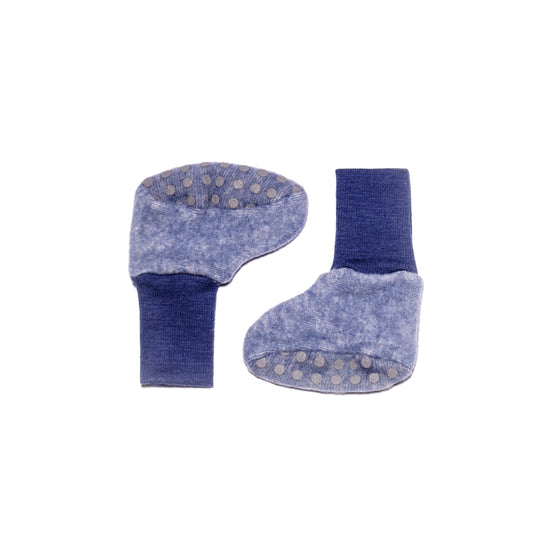 Cosilana Baby-Schühchen 48910 aus Wollfleece l  Wolle Baumwolle I 108 Marine- Melange