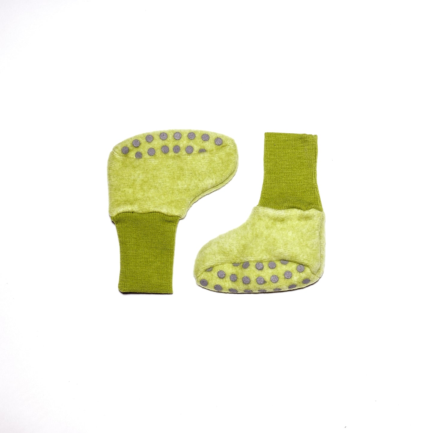 Cosilana Baby-Schühchen 48910 aus Wollfleece l  Wolle Baumwolle I 111 Lindgrün- Melange