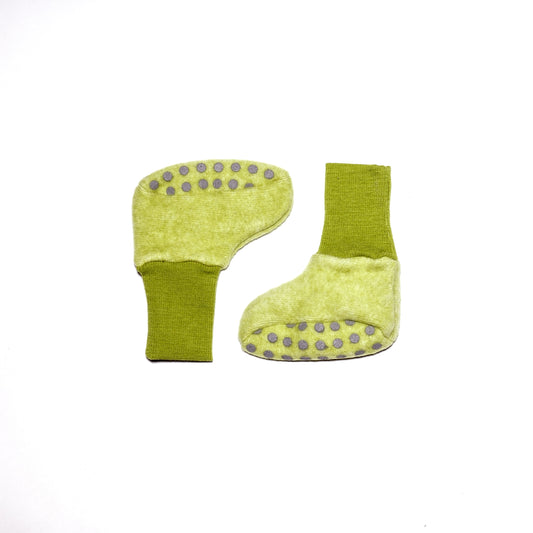 Cosilana Baby-Schühchen 48910 aus Wollfleece l  Wolle Baumwolle I 111 Lindgrün- Melange