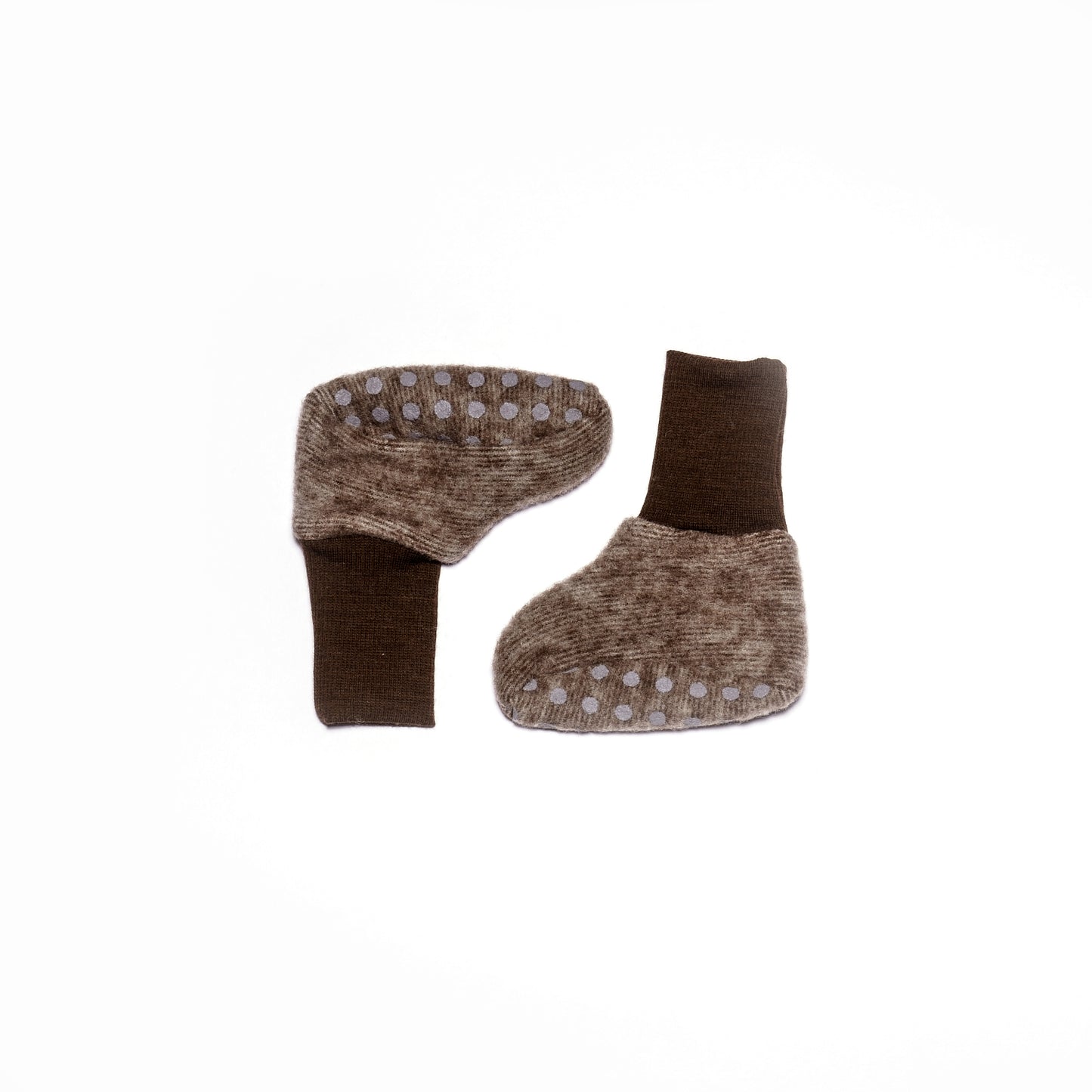 Cosilana Baby-Schühchen 48910 aus Wollfleece l  Wolle Baumwolle I 115 Braun- Melange