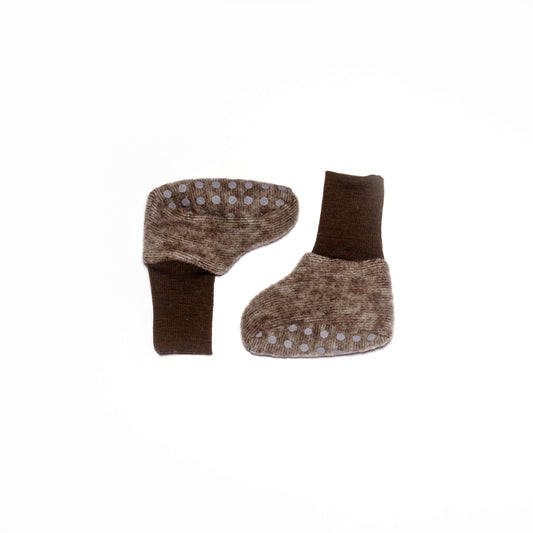 Cosilana Baby-Schühchen 48910 aus Wollfleece l  Wolle Baumwolle I 115 Braun- Melange
