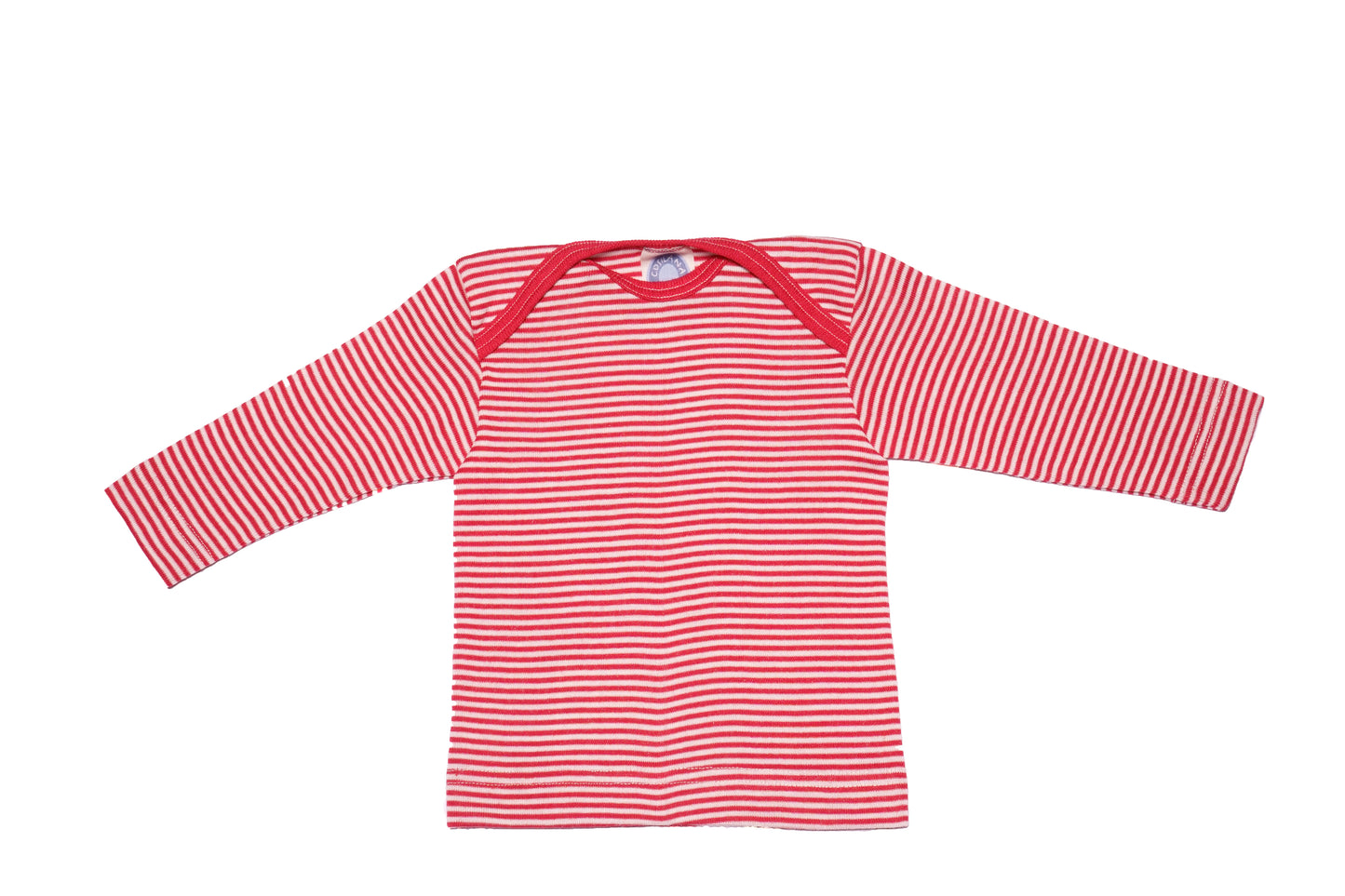 Cosilana Baby Schlupfhemd 71033 l Wolle Seide l 124 Rot- Natur- Ringel